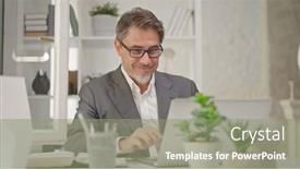  Presentation with entrepreneur - Presentation design enhanced with businessman-working-with-laptop-computer background and a gray colored foreground