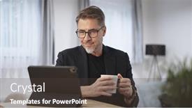  Presentation with entrepreneur - Slides featuring businessman-working-with-tablet-computer background and a tawny brown colored foreground