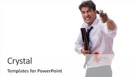  Presentation with fight - Beautiful slides featuring businessman wounded in gun fight backdrop and a white colored foreground