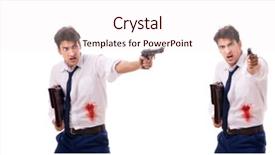  Presentation with wounded - Slide deck consisting of businessman wounded in gun fight background and a lemonade colored foreground