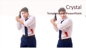  Presentation with wound - Amazing presentation theme having businessman wounded in gun fight backdrop and a lemonade colored foreground