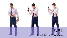  Presentation with wounded - Amazing theme having businessman wounded in gun fight backdrop and a light blue colored foreground
