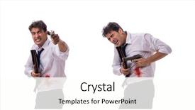  Presentation with wounded - Audience pleasing presentation theme consisting of businessman wounded in gun fight backdrop and a cream colored foreground