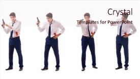  Presentation with wound - Cool new presentation design with businessman wounded in gun fight backdrop and a lemonade colored foreground