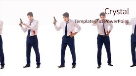  Presentation with wound - PPT theme consisting of businessman wounded in gun fight background and a lemonade colored foreground