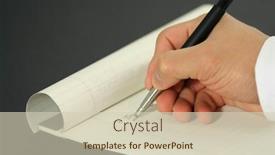  Presentation with letter - Slides with businessman-writing-a-business-letter background and a soft green colored foreground