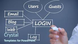  Presentation with login - Presentation theme consisting of businessman-writing-a-plan-showing background and a ocean colored foreground