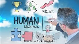  Presentation with writing - PPT theme with businessman writing against blue sky background and a light blue colored foreground