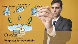  Presentation with flowchart - Beautiful slide deck featuring businessman writing flowchart against yellow background with vignette backdrop and a yellow colored foreground