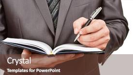  Presentation with diary - PPT theme consisting of businessman writing in business diary background and a tawny brown colored foreground