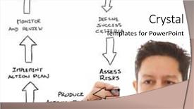  Presentation with business plan - Slides enhanced with businessman writing on a whiteboard background and a white colored foreground