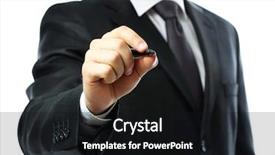  Presentation with writing - PPT theme enhanced with businessman writing on screen isolated background and a black colored foreground