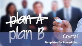  Presentation with business plan - Slide set having businessman writing plan b background and a ocean colored foreground