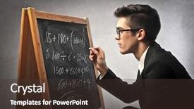  Presentation with blackboard - Audience pleasing slides consisting of businessman writing some calculations on a blackboard backdrop and a tawny brown colored foreground