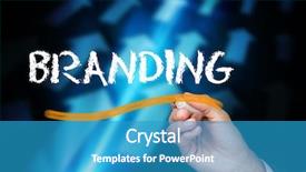  Presentation with branding - Theme with businessman writing the word branding against blue arrows on black background background and a teal colored foreground