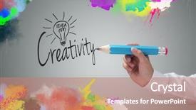  Presentation with abstract business - Presentation theme having businessman writing the word creativity background and a coral colored foreground