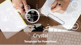  Presentation with cup coffee - Presentation theme with businessman writing while holding coffee background and a violet colored foreground