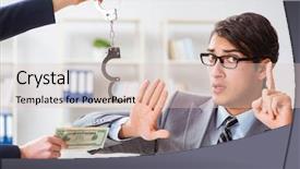 Presentation with bribe - PPT theme consisting of businessmanbeing offered bribe for breaking background and a lemonade colored foreground