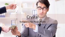  Presentation with bribe - Beautiful slide deck featuring businessmanbeing offered bribe for breaking backdrop and a lemonade colored foreground