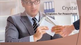  Presentation with bribe - Presentation consisting of businessmanbeing offered bribe for breaking law background and a coral colored foreground