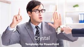  Presentation with bribe - Amazing slides having businessmanbeing-offered-bribe-for-breaking backdrop and a gray colored foreground