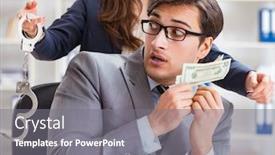  Presentation with bribe - Cool new PPT theme with businessmanbeing-offered-bribe-for-breaking backdrop and a gray colored foreground