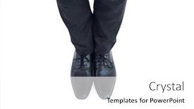  Presentation with feet - Colorful slides enhanced with businessmans-feet-in-black-brogues backdrop and a white colored foreground