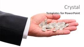  Presentation with dollar - Slide set consisting of businessmans-hand-holding-small-hundred background and a pink colored foreground