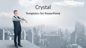  Presentation with city - PPT layouts consisting of businessmans nightmare - zombi elegant businessman background and a  colored foreground