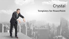  Presentation with city - Presentation theme enhanced with businessmans nightmare - zombi elegant businessman background and a white colored foreground