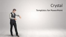  Presentation with copy space - PPT theme enhanced with businessmans nightmare - zombi sleepy maniac businessman walking background and a light gray colored foreground