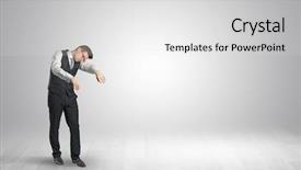  Presentation with walking - Slide set featuring businessmans nightmare - zombi sleepy maniac businessman walking background and a light gray colored foreground