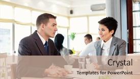  Presentation with data meeting education - Audience pleasing slide set consisting of businessmen and businesswomen at meeting backdrop and a soft green colored foreground