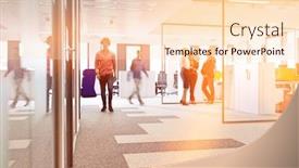  Presentation with office - Presentation design consisting of businessmen-and-businesswomen-in-office background and a  colored foreground