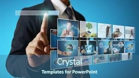  Presentation with photo album - Beautiful slides featuring businessmen and reaching images streaming backdrop and a ocean colored foreground