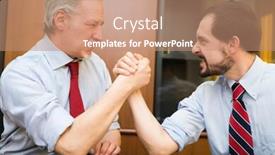  Presentation with wrestling - Colorful slide set enhanced with businessmen doing arm wrestling backdrop and a coral colored foreground