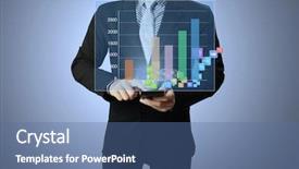  Presentation with show - Beautiful PPT theme featuring businessmen graph on mobile phone backdrop and a  colored foreground