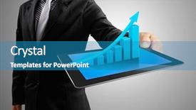  Presentation with touch screen - Amazing presentation design having businessmen hand touch screen graph backdrop and a teal colored foreground