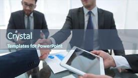  Presentation with ceo promotion - Presentation consisting of businessmen handshaking congratulating on promotion background and a  colored foreground