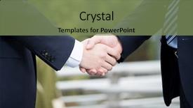  Presentation with outdoors - Beautiful slide deck featuring businessmen handsshake outdoors backdrop and a  colored foreground