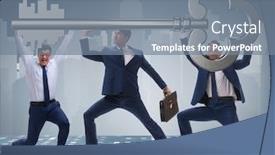  Presentation with key - Cool new presentation theme with businessmen-holding-giant-key backdrop and a gray colored foreground
