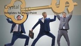  Presentation with behavioral finance - Slide deck with businessmen-holding-giant-key background and a coral colored foreground