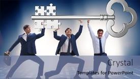  Presentation with key - Slide set with businessmen-holding-giant-key background and a seafoam green colored foreground