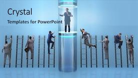  Presentation with promotion - Presentation having businessmen in accelerated and fast background and a  colored foreground