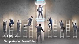  Presentation with promotion - Presentation theme having businessmen in accelerated and fast background and a  colored foreground