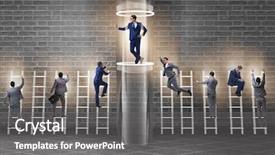  Presentation with promotion - Presentation design with businessmen in accelerated and fast background and a  colored foreground