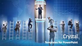  Presentation with promotion - Cool new PPT theme with businessmen in accelerated and fast backdrop and a  colored foreground