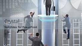  Presentation with promotion - Slide deck featuring businessmen in accelerated and fast promotion concept background and a light blue colored foreground