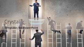  Presentation with promotion - Beautiful presentation design featuring businessmen in accelerated and fast promotion concept backdrop and a light gray colored foreground