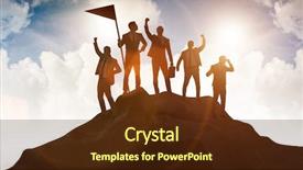  Presentation with achievement - Beautiful slide set featuring businessmen in achievement and teamwork backdrop and a tawny brown colored foreground